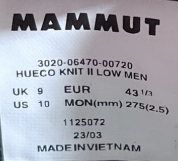 کتونی ماموت مردانه مدل Hueco Knit II Low – سبک، تنفس‌پذیر و مخصوص طبیعت‌گردی شهری
