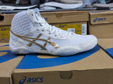 کتونی کشتی آسیکس مدل Matblazer – سفید با نوار طلایی | ASICS Matblazer Wrestling Shoes