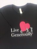 تیشرت اسپرت اورجینال کنواس (CANVAS) یقه گرد طرح Live Generously رنگ مشکی - استوک | سایز XL/2XL (عرض ۵۷ - قد ۷۶)
