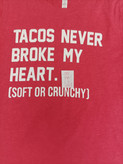 تیشرت اسپرت اورجینال کنواس (CANVAS) یقه گرد طرح Tacos Never Broke My Heart رنگ قرمز ملانژ - استوک | سایز XS/S (عرض ۴۳ - قد ۶۸)