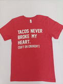تیشرت اسپرت اورجینال کنواس (CANVAS) یقه گرد طرح Tacos Never Broke My Heart رنگ قرمز ملانژ - استوک | سایز XS/S (عرض ۴۳ - قد ۶۸)