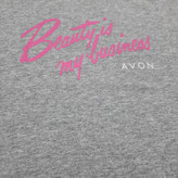 تیشرت اورجینال آون (AVON) یقه گرد طرح Beauty رنگ طوسی ملانژ کد ۶ - استوک | سایز XL/2XL (عرض ۶۱ - قد ۷۶)