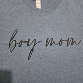 تیشرت زنانه اورجینال کنواس (CANVAS) یقه گرد طرح boy mom رنگ آبی نیلی ملانژ - استوک | سایز S/M (عرض ۴۶ - قد ۶۸)