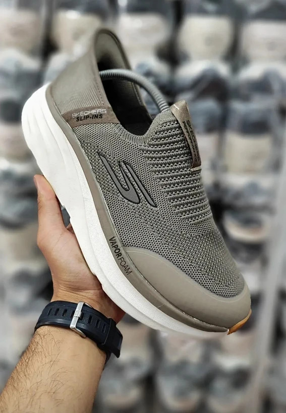 کفشی طبی اسکیچرز اسلیپ مسترکوالیتی بدون بند /سایز 40 الی 45/Skechers Slip-ins Uomo/ طوسی روشن زیره سفید