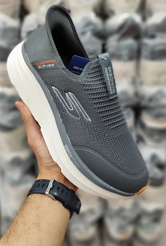 کفشی طبی اسکیچرز اسلیپ مسترکوالیتی بدون بند /سایز 40 الی 45/Skechers Slip-ins Uomo/ طوسی زیره سفید