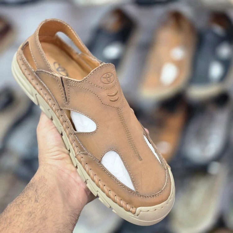 صندل چرم قهوه ای روشن تویوتا مسترکوالیتی /Toyota Sandals/ سایز 40 الی 45
