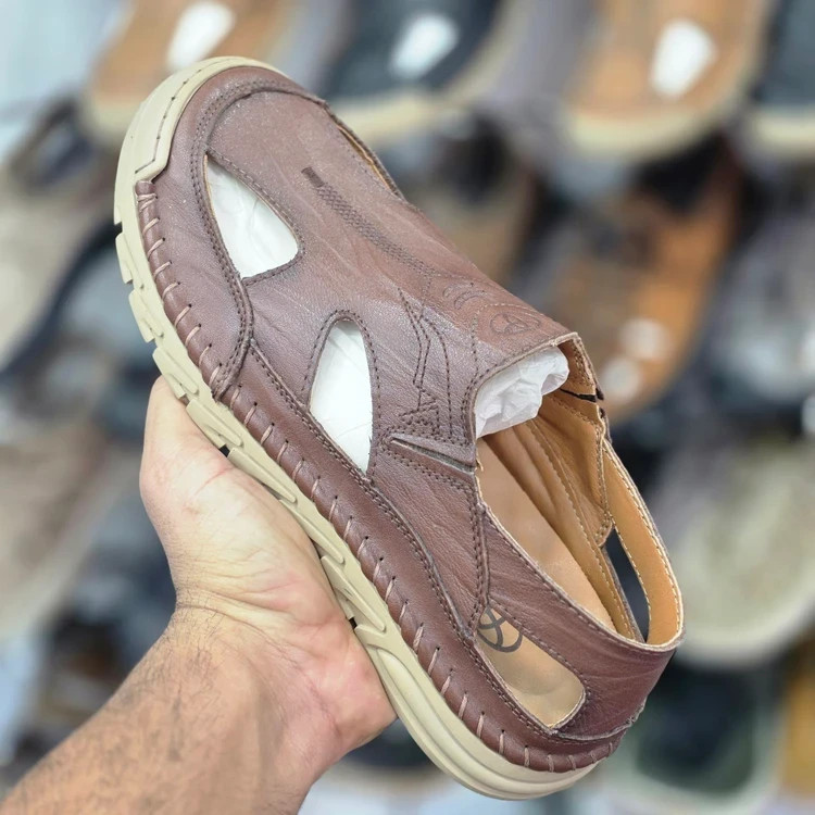 صندل چرم قهوه ای تیره تویوتا مسترکوالیتی /Toyota Sandals/ سایز 40 الی 45