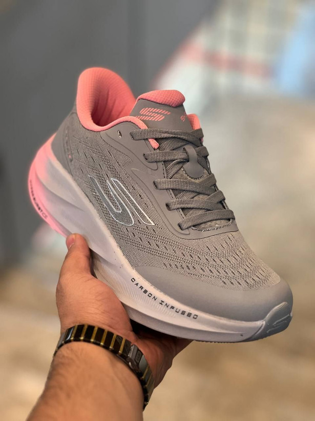 کتونی اسکیچرز هایپر برست کربن مسترکوالیتی /سایز 37 الی 40 /Skechers Hyper Burst Carbon/ طوسی صورتی