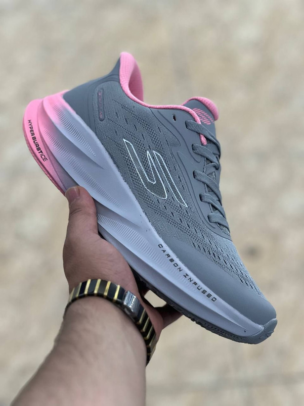 کتونی اسکیچرز هایپر برست کربن مسترکوالیتی /سایز 37 الی 40 /Skechers Hyper Burst Carbon/ طوسی صورتی