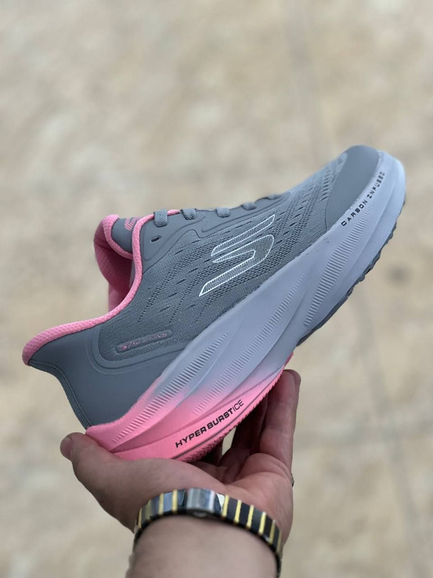 کتونی اسکیچرز هایپر برست کربن مسترکوالیتی /سایز 37 الی 40 /Skechers Hyper Burst Carbon/ طوسی صورتی