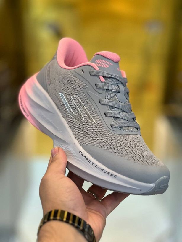 کتونی اسکیچرز هایپر برست کربن مسترکوالیتی /سایز 37 الی 40 /Skechers Hyper Burst Carbon/ طوسی صورتی
