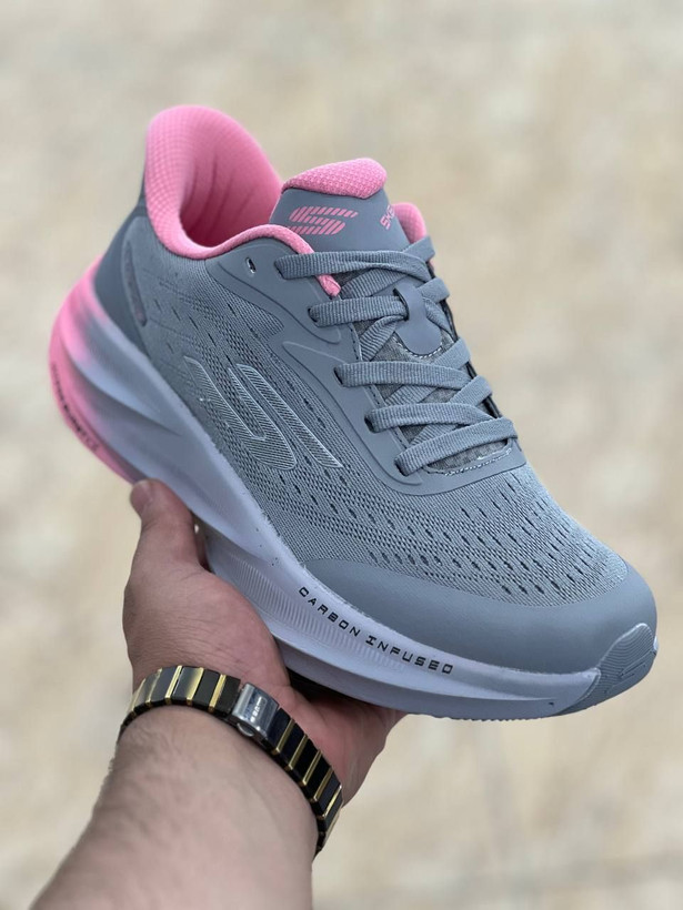 کتونی اسکیچرز هایپر برست کربن مسترکوالیتی /سایز 37 الی 40 /Skechers Hyper Burst Carbon/ طوسی صورتی