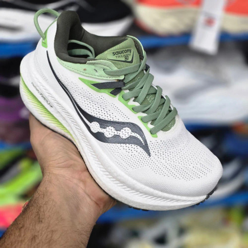 کتونی رانینگ ساکونی ترایمف 21 مسترکوالیتی /سایز 36 الی 37/Saucony Triumph 21/ سفید سبز