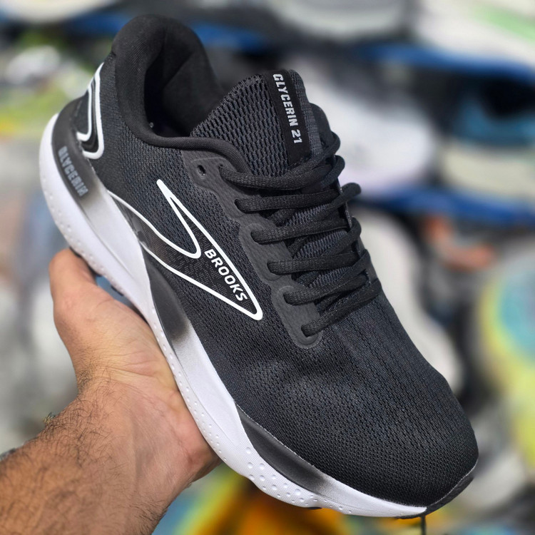 کتونی رانینگ بروکس گلیسرین 21 مسترکوالیتی /Brooks Glycerin 21/سایز 37 تا 45/ مشکی سفید