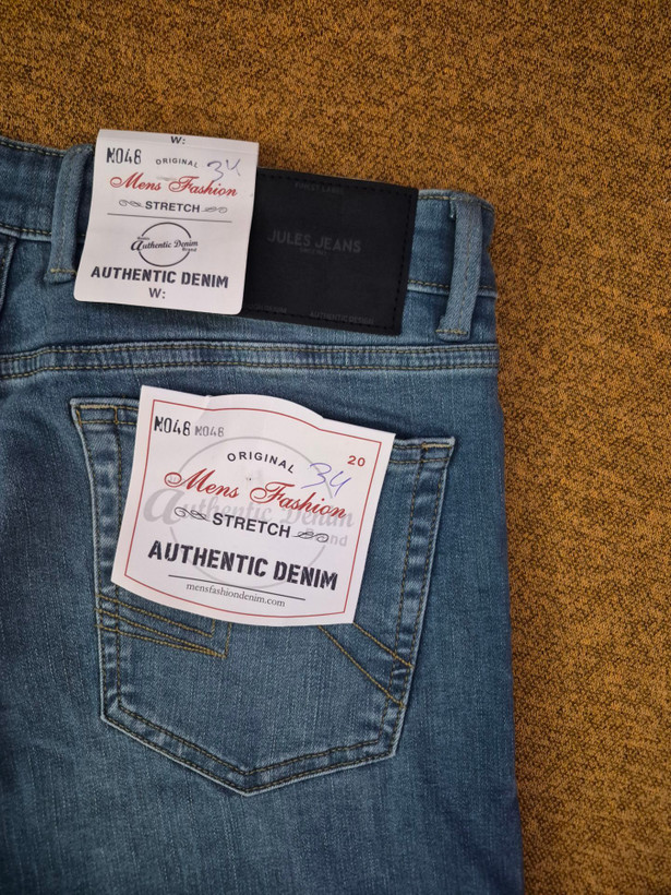 شلوار جین اورجینال مردانه برند Jules Jeans مدل راسته اسلیم رنگ آبی سنگشور کشی (سایز ۴۲)